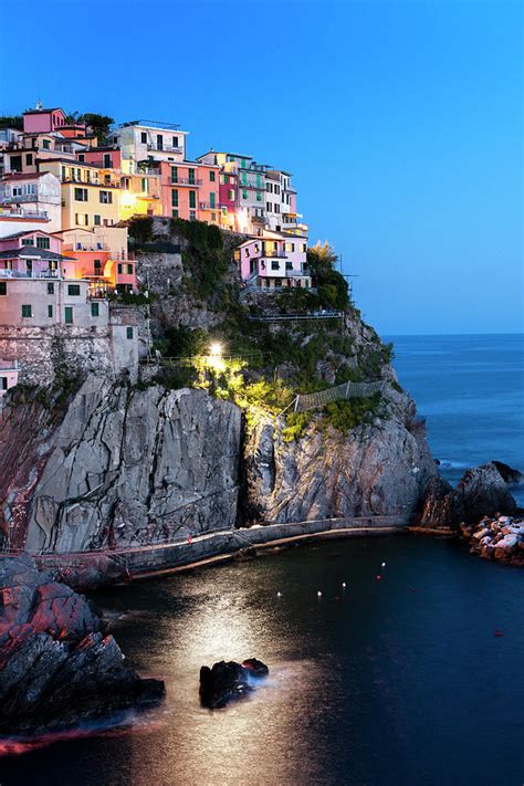 Manarola Cinque Terre At Night Liguria Photograph By Pidjoe Fine Art