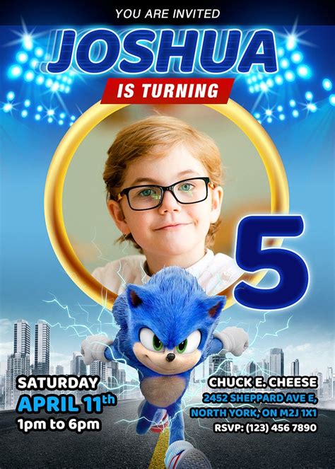 Sonic The Hedgehog Birthday Invitation Pdf Digital File Etsy