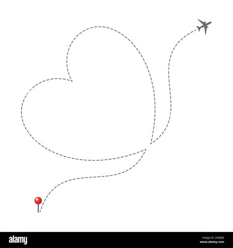 Dotted Heart Airplane Route Stock Vector Image And Art Alamy