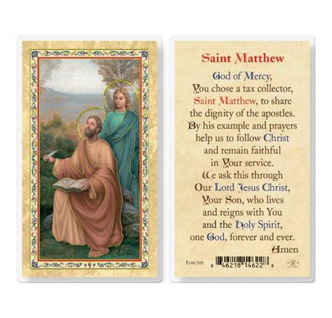 St Matthew W Prayer Gold Stamped Laminated Holy Card 25 Pack Buy