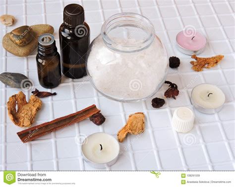 Relaxing In A Sea Salt Bath With Candles And Aromassage Stock Image Image Of Cinnamon Love