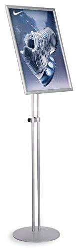 Displays2go Fully Adjustable Silver Finish Poster Stand With Double