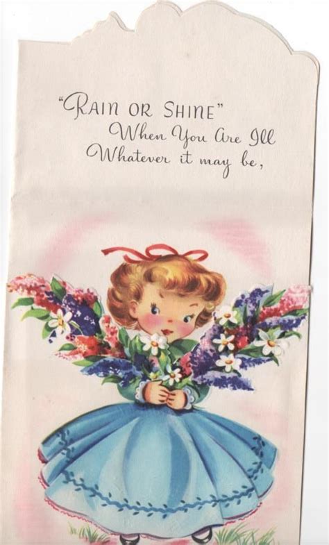 Vintage Get Well Card Little Girl Holding By Perfectyesterdays 550