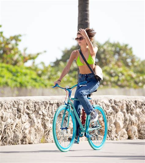 Kaia Gerber In Bikini Top Out Cycling In Miami Hawtcelebs