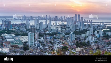 Cartagena Skyline Panorama Colombia City Skyscrapers Sunset Twilight