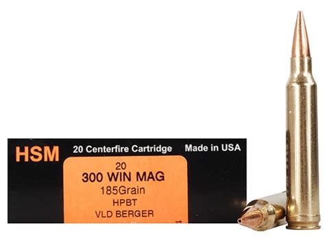 Hsm Trophy Gold 300 Winchester Mag Ammo 185 Grain Berger Hunting Vld