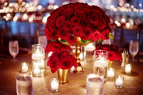 Delightful Red Rose Centerpieces For Wedding Tables