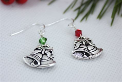 christmas bell earrings sterling silver christmas jewelry elegant jewelry dangle earrings