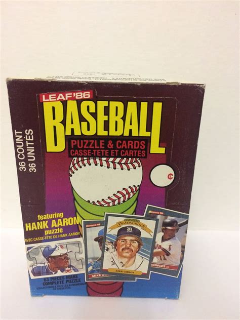 1986 Leaf Baseball Puzzle And Cards Set 36 Units Featuring Hank Aaron