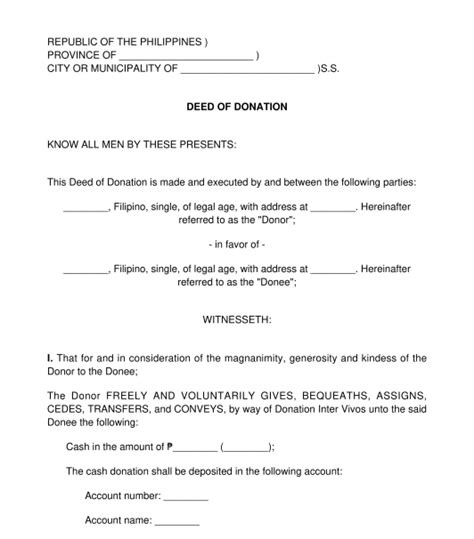 Deed Of Donation Sample Template Word And Pdf