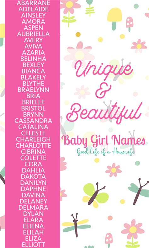 Beautiful And Unique Girl Names Good Life Of A Housewife Beautiful