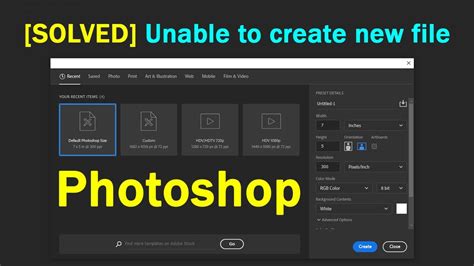 How To Fix Photoshop Can T Create New File
