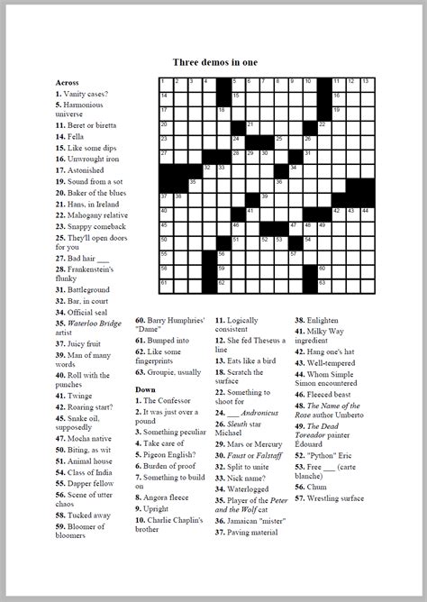 Just click any of the puzzle links to bring up the puzzle and solution on a printable page. Crossword Compiler: Features