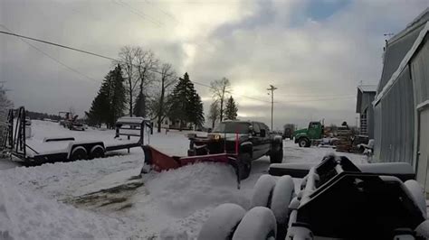Western Mvp3 And Darth Dually Snow Plowing In Front Of Shop Youtube