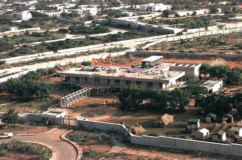 aerial view of the front of the us embassy compound in mogadishu somalia the joint task force