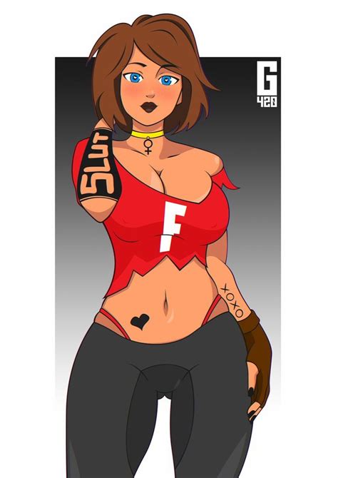 A Woman In Red Shirt And Black Pants With Tattoos On Her Arm Holding A Baseball Bat