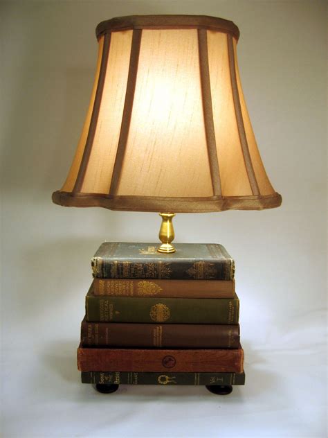 Book Lamp Antique Upcycled Books Silk Lamp Shade Etsy Book Lamp