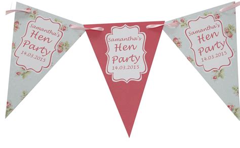 Personalised Hen Party Bunting Banner Decoration Shabby Chic Etsy Uk