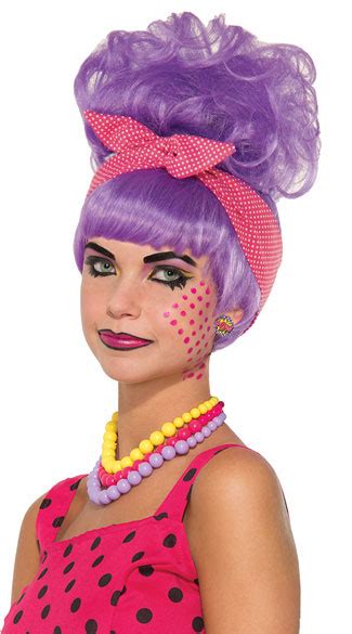 Pop Art Penny Lavender Wig Lavender Updo Wig Curly Purple Wig
