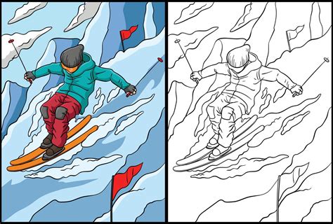 Desenho Para Colorir De Esqui Alpino Ilustra O Colorida Vetor No Vecteezy