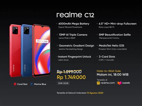 Harga Realme C12 Yang Baru Rilis Di Indonesia Tagar