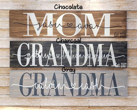 Personalized Grandma Sign Custom Stained Wood Grandma Sign Etsy