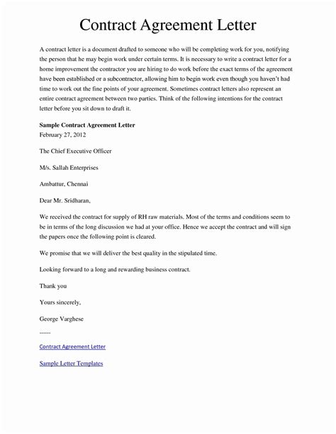 Contract Agreement Letter Examples Format How To Write Pdf