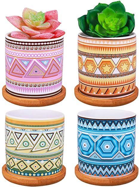 Rose Create 30 Inches Cylinder Colorful Ceramic Succulent Planters