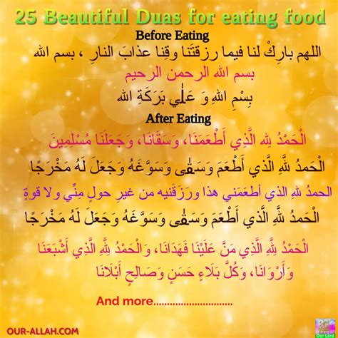 25 Beautiful Duas Before Eating And After Eating Ya Allah