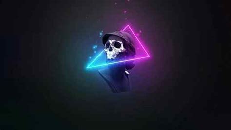 Skull In A Cap Neon Triangle Abstract Live Desktop Wallpapers