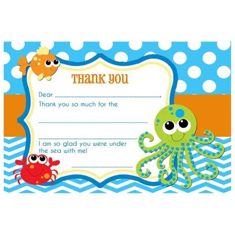 Under The Sea Thank You Note Printable Instant Download Etsy Under