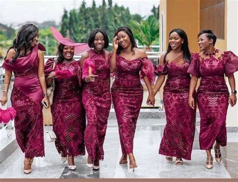 African Bridal Wears Burgundy Bridesmaid Dresses Bridal Etsy