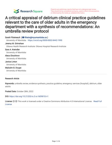 Pdf A Critical Appraisal Of Delirium Clinical Practice Guidelines Relevant To The Care Of