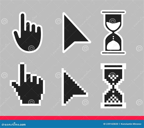 Pointer Hand Arrow And Hourglass Loading Clock Mouse Cursors Stock