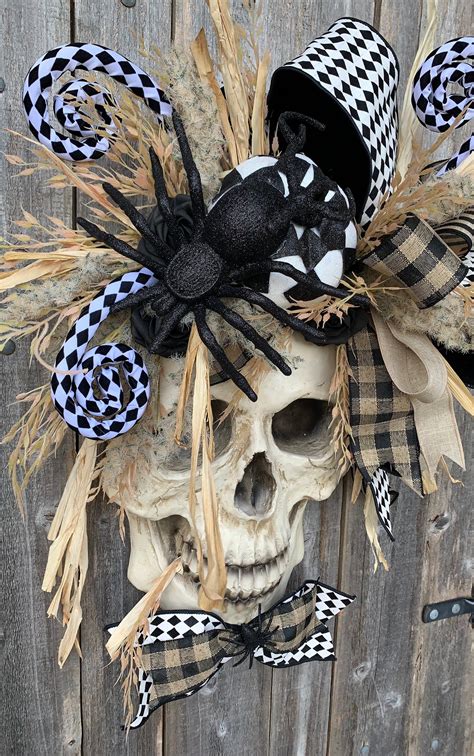 Big Skull Hanger Skull Wreath Halloween Wreath Halloween Wall Hanger
