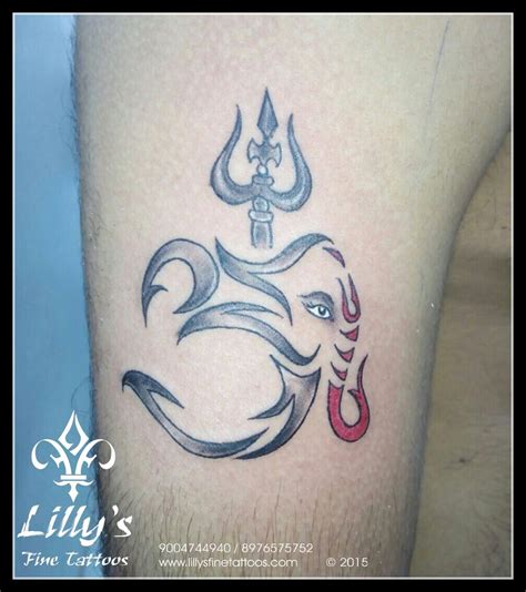 Om Ganesh Trishul Tattoo By Artist Deepak Vetal At Ghatkopar Branch