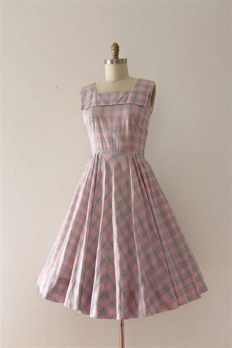 Vintage 1950s Dress 50s Pink Cotton Sun Dress Etsy Vintage 1950s