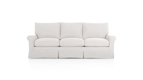 This is the longest length of your couch, and your slipcover must be able to stretch to this length. Harborside Slipcovered 3-Seat Sofa - Snow | Crate and Barrel