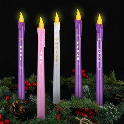 5 Pieces Led Flameless Advent Candle Set Battery Operated Christmas
