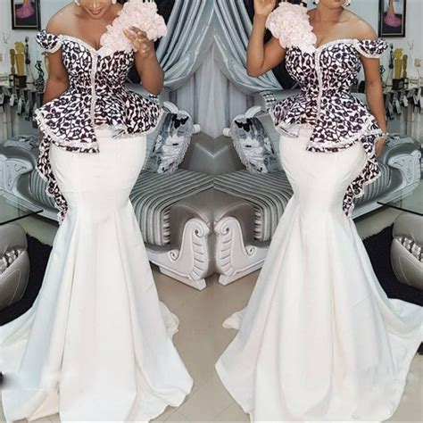 Plus Size Africa Mermaid Prom Dress 2018 One Shoulder Lace Peplum