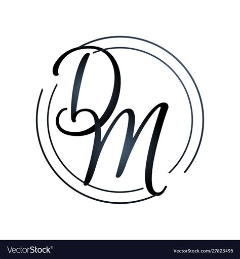 Luxury Curved Initial D M Letter Logo Design Vector Image
