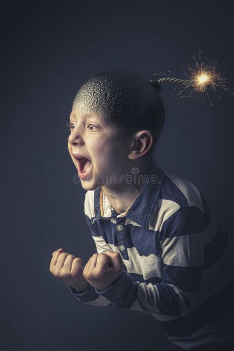 6 Year Old Kid Caucasian Boy Near To Explode Stock Photo Image Of