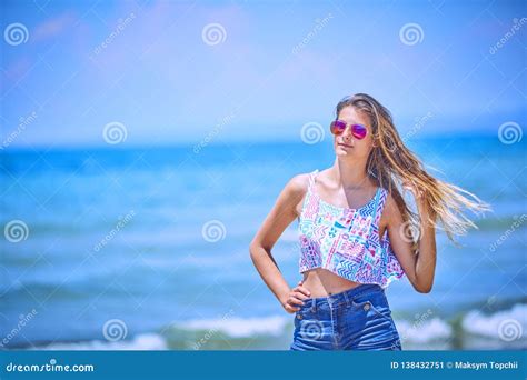 Happy Girl Having Fun On Tropical Beach Stock Image Image Of Outdoor
