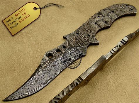 New Damascus Blank Blade Knife Custom Handmade Damascus Steel Hunting