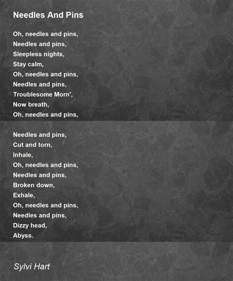 Needles And Pins Needles And Pins Poem By Sylvi Hart