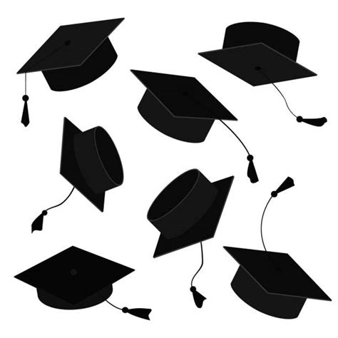 Clip Art Of Throwing Graduation Caps In The Air Illustrations Royalty
