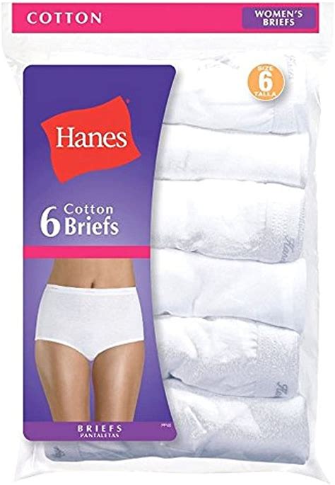 Hanes Womens 6pack White Cotton Briefs Ladies Panties