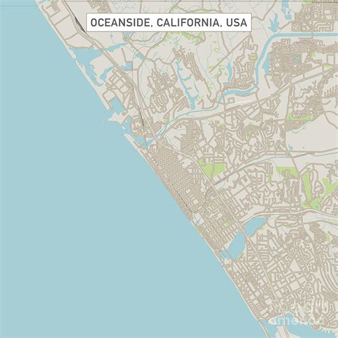 Oceanside California Us City Street Map Digital Art By Frank Ramspott