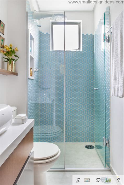 You can use them on the wall behind the sink area just like this bathroom, or you can use them also in your shower walls. Extra Small Bathroom Design Ideas