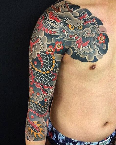 Amazingly vivid japanese dragon full sleeve half chestpiece. Pin by dëco Highlife on Tattoo | Japanese tattoo, Dragon sleeve tattoos, Tattoos